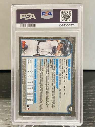 2024 Bowman Chrome Max Clark 25th Anniversary SSP /100 PSA 10 Low Pop - Tigers - Picture 3 of 3