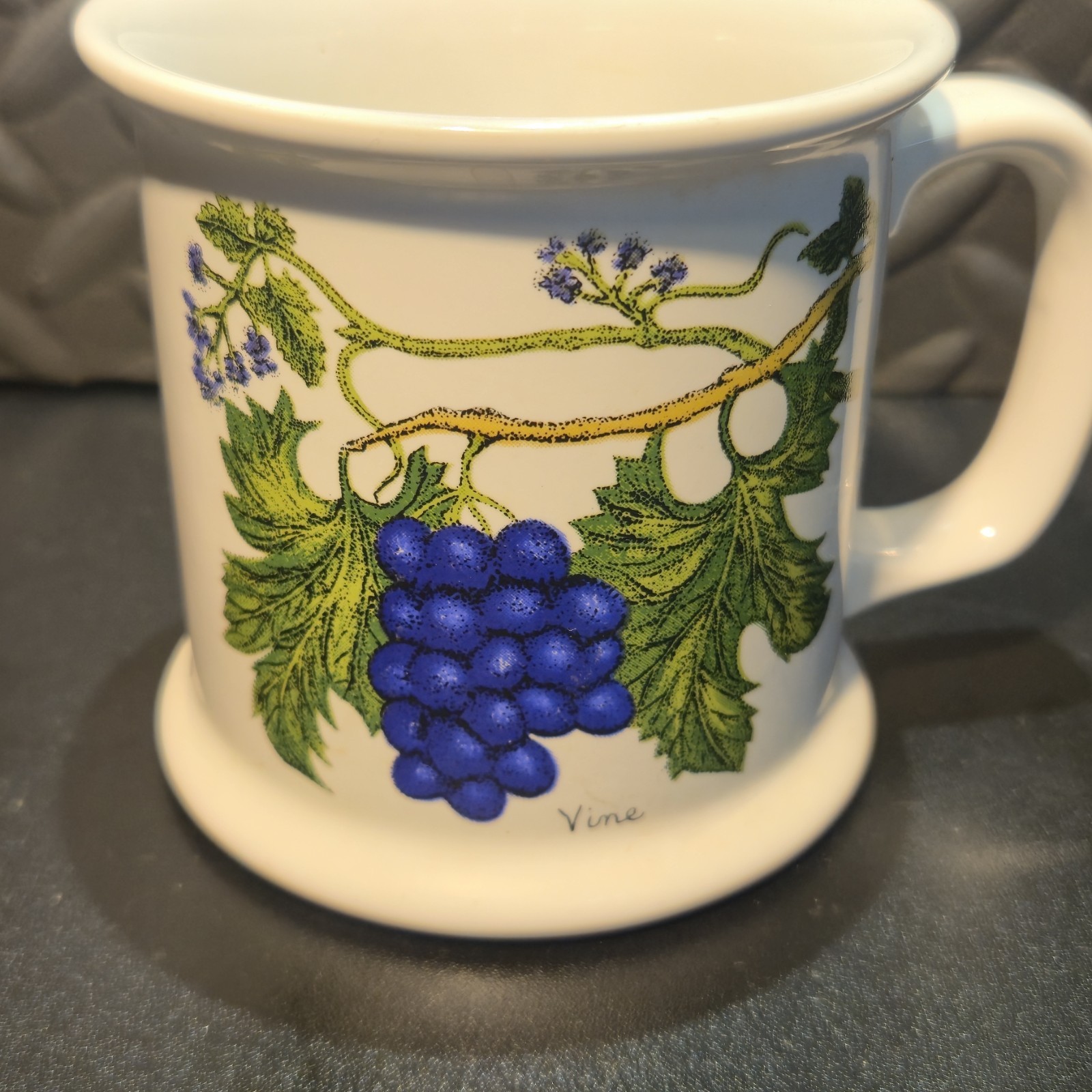 Vintage Lauffer Grapevine Biblical Text Double Sided Stoneware Mug Marked Japan image 2
