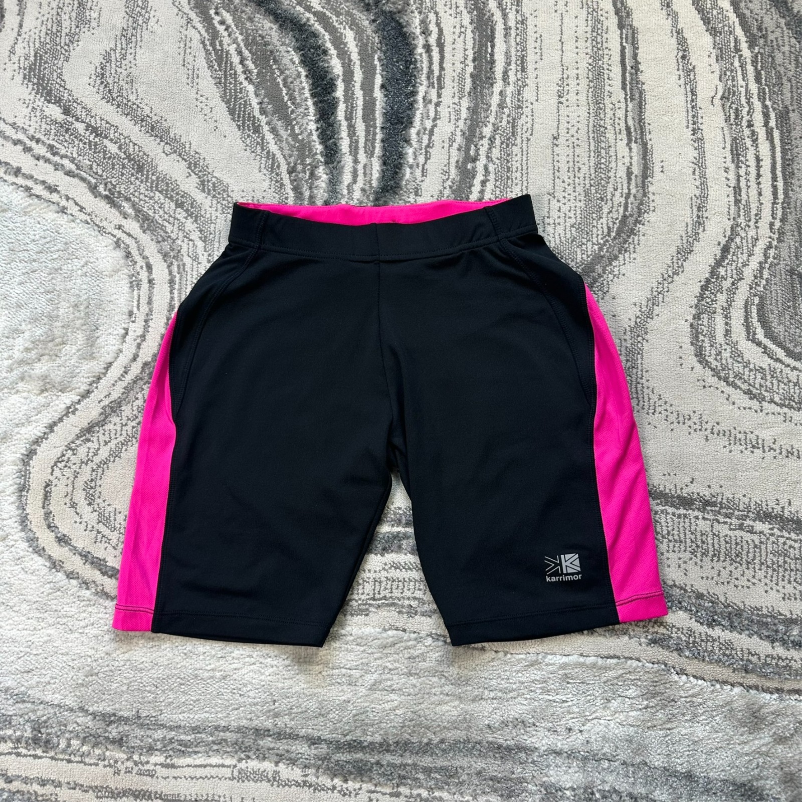 Women's Vintage Karrimor Run Black Hot Pink Size 10 Compression Running Shorts