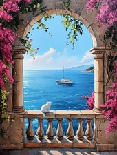 Seaside Landscape Diamond Art Kits for Adults Beginners,DIY 5D Diamond Painting
