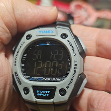 Timex Ironman 30-Lap Digital Indiglo Wristwatch Stopwatch Black Resin Band 100M