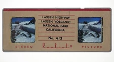 Stereo Realist slide - LASSEN HIGHWAY Volcanic National Park California #413