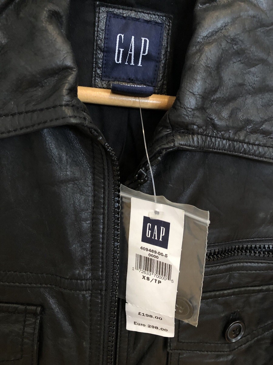 Gap Vintage 90s Leather Bomber Jacket Men's XS Black | eBay UK
