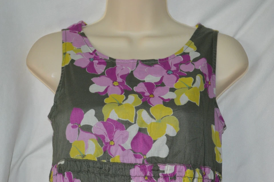 Crazy 8 девочек размер 14 зеленый фиолетовый цветок печати платье Майка длина до колена - Изображение 2 из 4