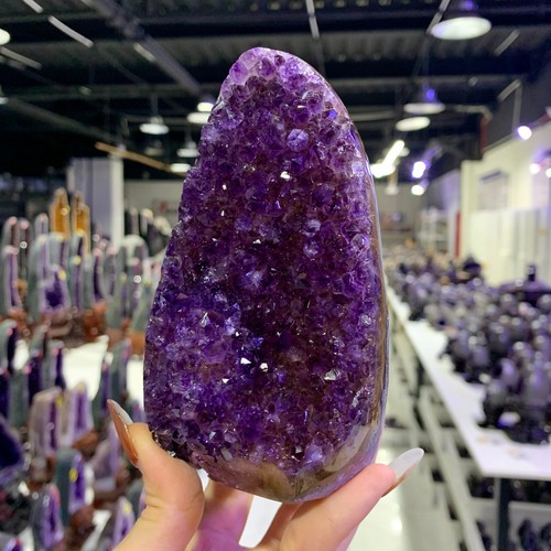 2.07LB Uruguay Natural Amethyst Crystal Mine Amethyst Block Treatment - Foto 9 di 12