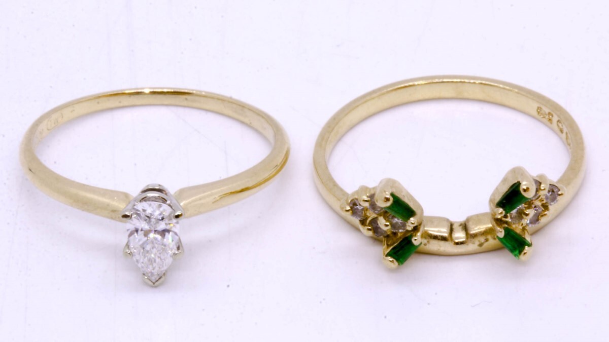 Exquisite 14K Solid Solid Yellow Gold Pear Diamon… - image 7