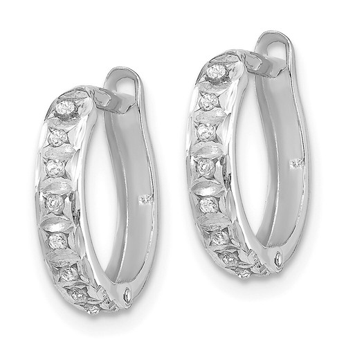13mm 14K White Gold Diamond Fascination Round Hinged Hoop Earrings DF169 - 第 2/6 張圖片