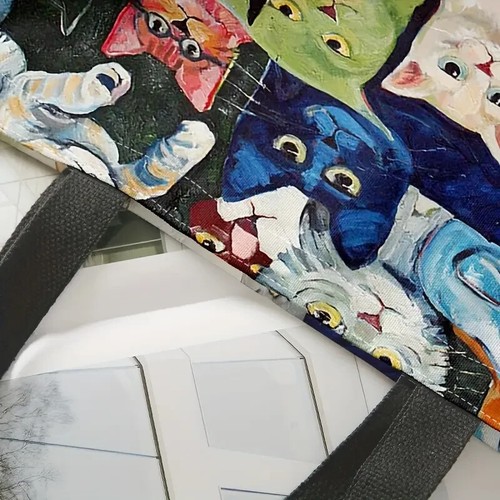 cute cat themed tote bag ideal gift for cat/kitty/ cat lover REF 44 - Picture 5 of 6