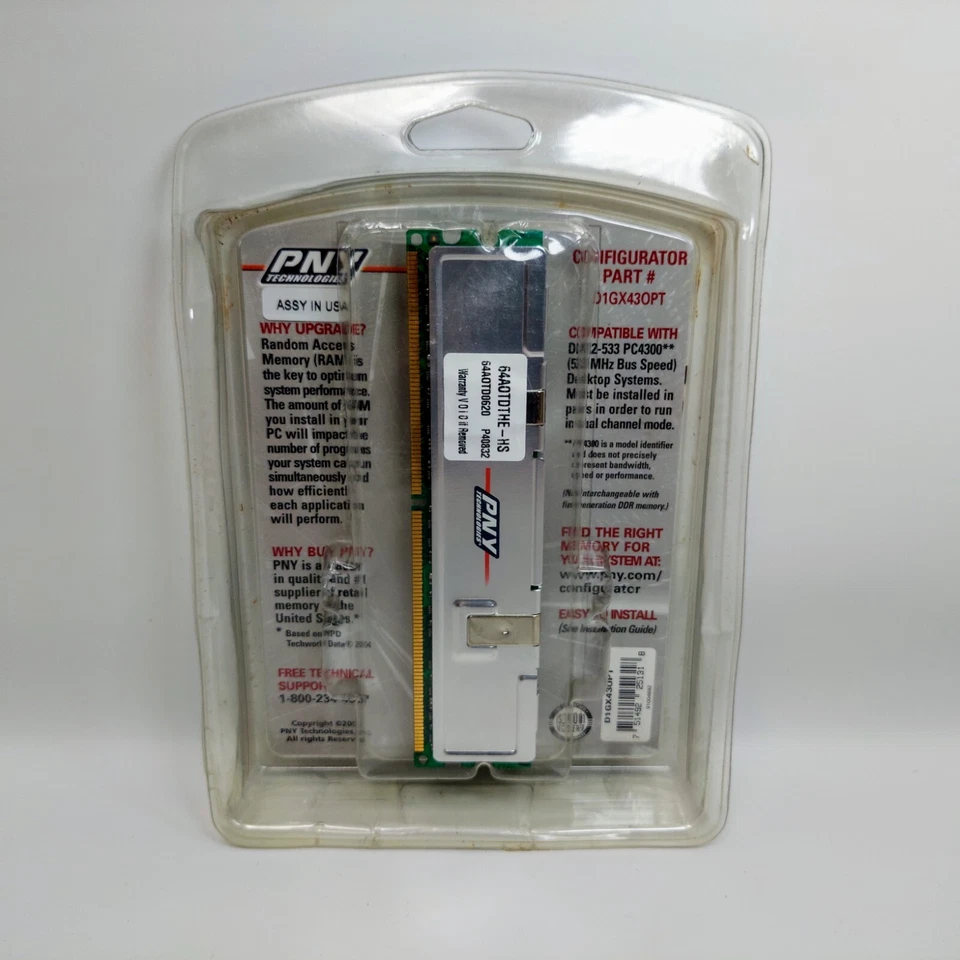 PNY PC4300 1GB Optima Memory Computer Desktop DDR2-533 DIMM - Image 2 of 2