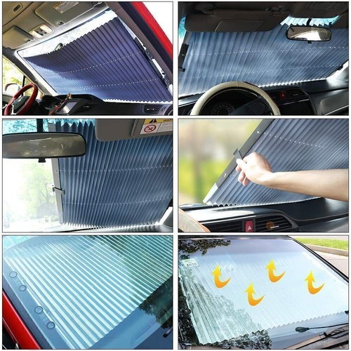 Einziehbare Auto Frontscheibe/Heckscheibe Sonnenblende Sonnenschutz Rollo 46cm - Bild 6 von 13