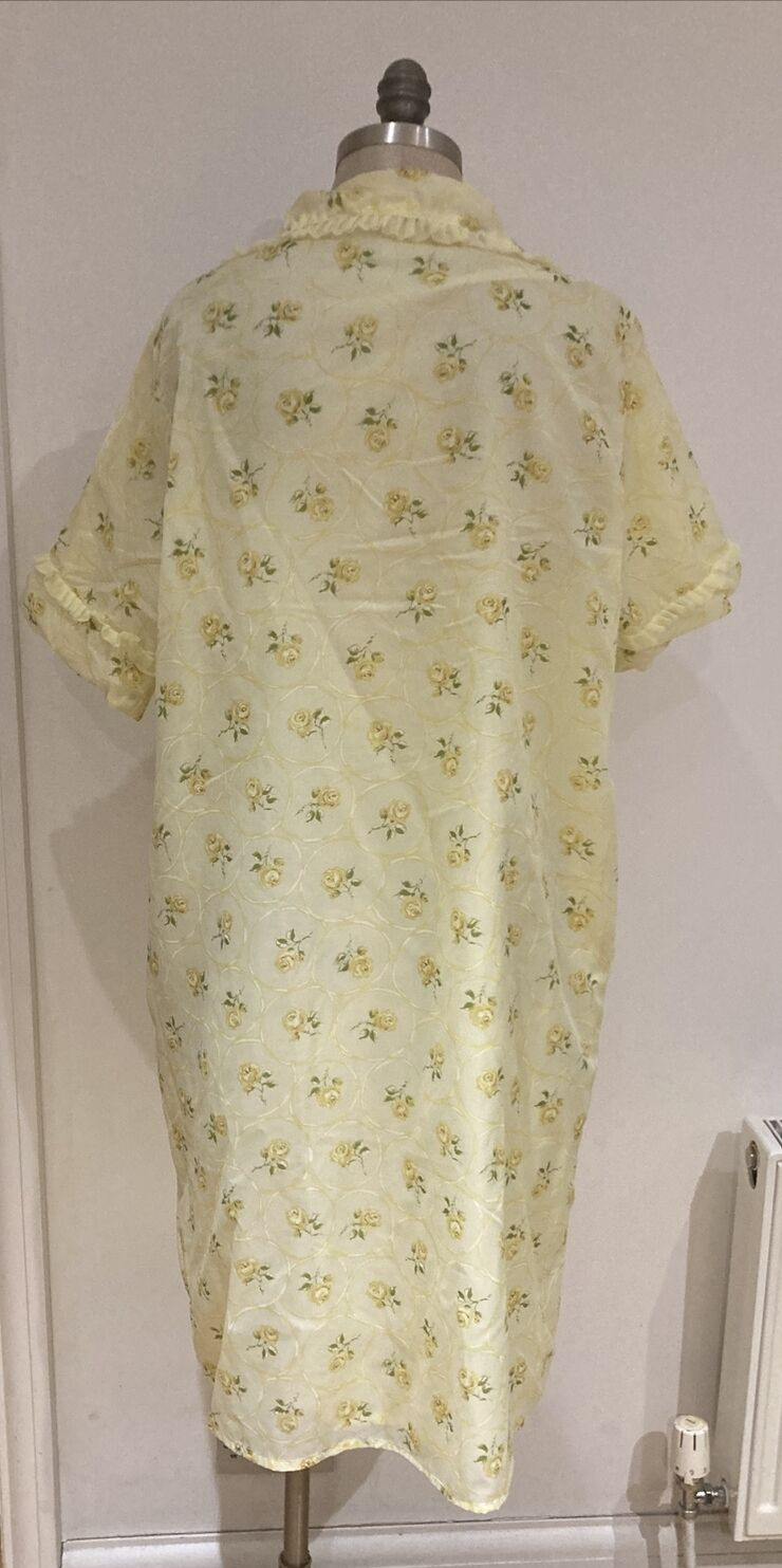 1960s/70s Nightgown/Negligee/Housecoat, Lemon Floral Print 6