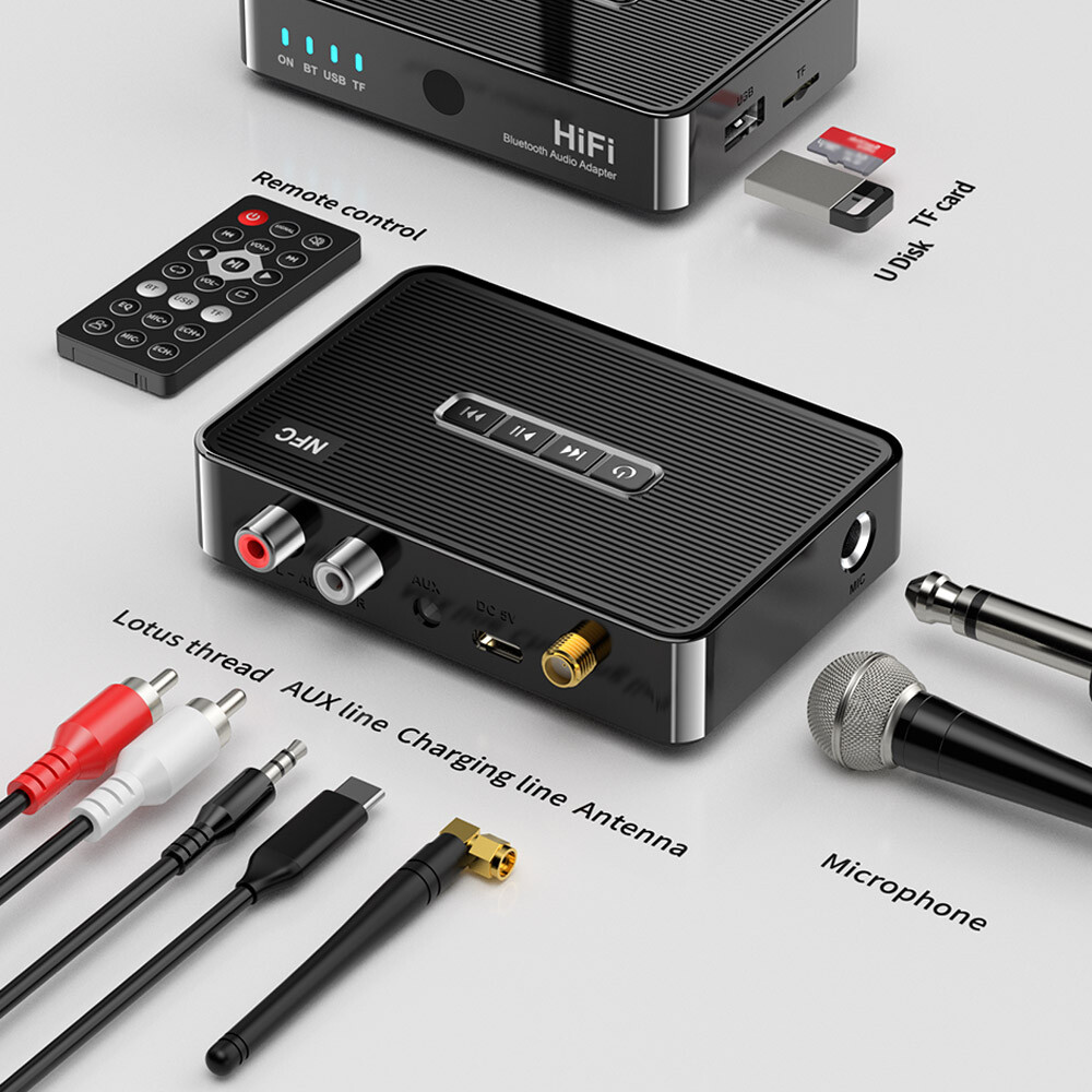 New Bluetooth 5.1 Audio Receiver Wireless Audio Adapter U-disk Stereo Music Receiver AUX 3.5mm RCA Jack Coaxial Optical Output - 34