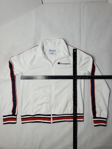 Champion Women's Track Jacket, White w/Red and Blue Trim - Picture 6 of 7