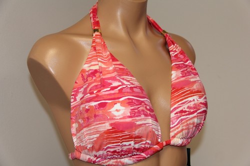 NWT Ralph Lauren Swimwear Bikini Top Bra Size 14 Coral CRL Halter - Picture 3 of 4