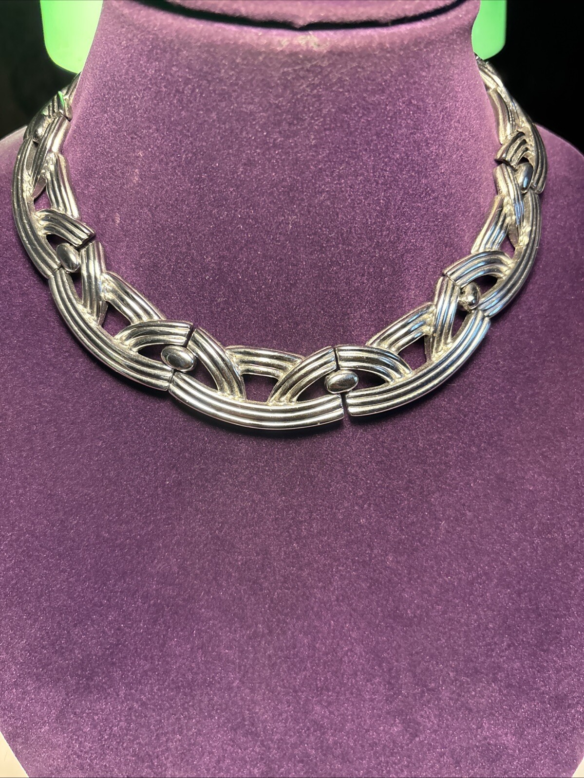 VINTAGE SIGNED GIVENCHY CHUNKY INTERLINKED SILVER… - image 3