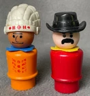 VTG Fisher Price Little People Indian Chief & Cowboy Bandit Western Figures