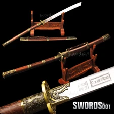 Long Rosewood Handle Kangxi Sword Chinese Emperor Broadsword Folded Steel Blade 