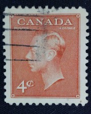 Canada #306 4¢ King George VI Stamp (F), Used, NH, Free Shipping to US
