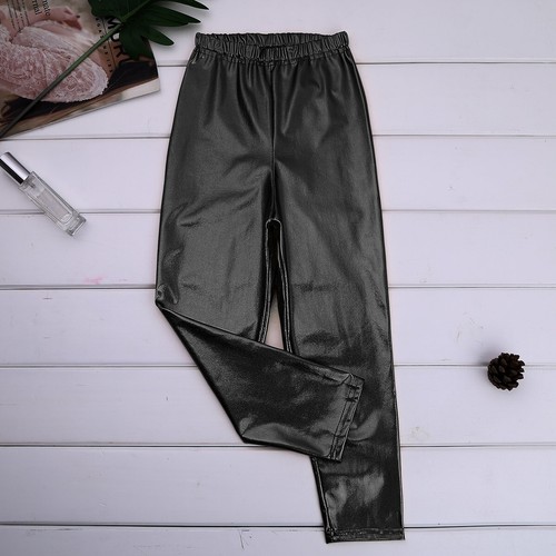 Kid Girl Metallic Pants Stretchy Trousers Skinny Leggings Shiny Gym Dancewear - Picture 8 of 42