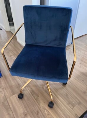 Temple and Webster Royal blue Camden velvet home office chair  Australia