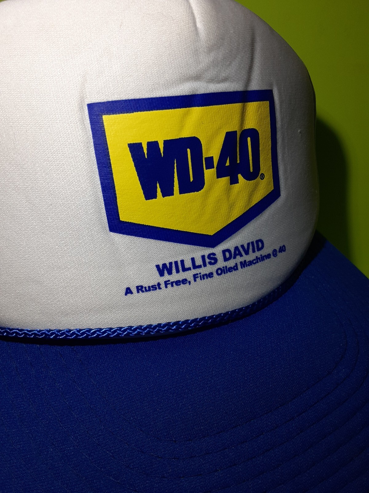 Vintage WD-40 WILLIS DAVID Hat Trucker Cap Snapback Mesh Two Tone Advertising 