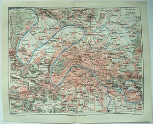Paris-France-amp-Vicinity-Original-1908-Map-by-Meyers-Antique
