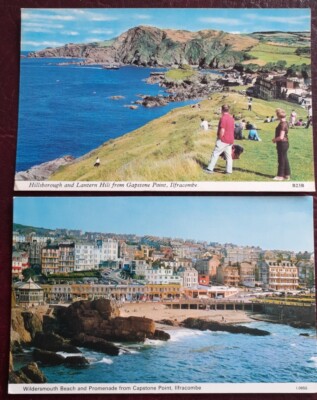 2 Ilfracombe Postkarten Hillsborough und Lantern Hill Wildersmouth Beach 