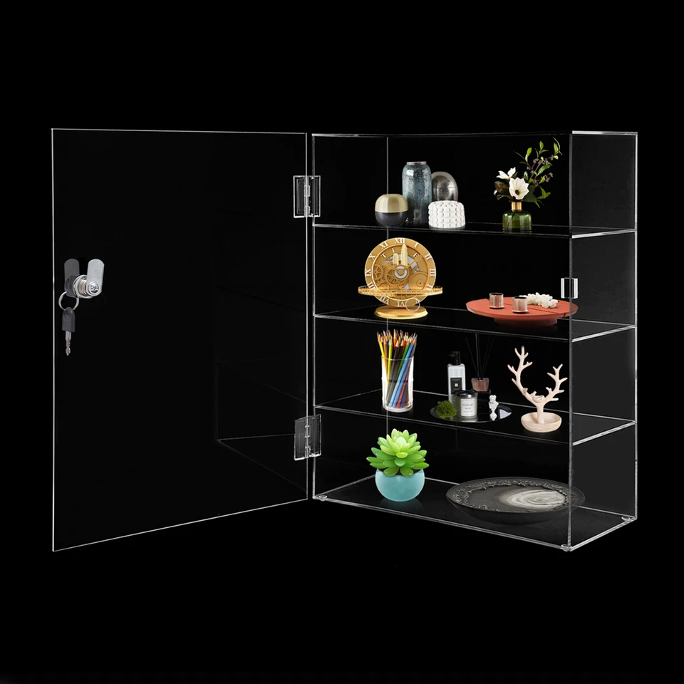 Clear Acrylic Display Case Countertop Box Dustproof Shelves Showcase with Lock - Image 4 of 4