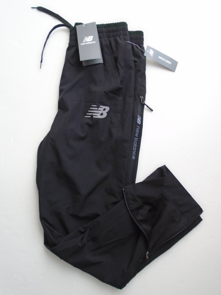NEW BALANCE All Motion JOGGERS Mens Running Pants w/Mesh Black Logo Pkt S,M