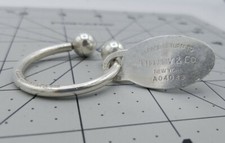 Sterling Silver Please Return to Tiffany Co Oval Tag Keyring