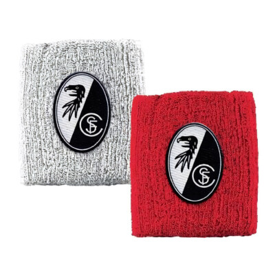 SC Freiburg Schweißband 2er Set - Rote Und Weiße Pulswärmer Mit Club-Logo