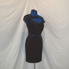 Abyss by Abby Mini Black dress Sequined Mesh Peek-through Circle Details Keyhole