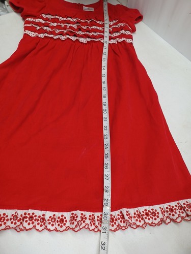 Hanna Andersson Dress Girls 130 US 8 Red White Corduroy Ruffles - Picture 6 of 9