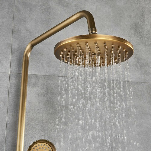 Exposed Shower Mixer Bathroom Twin Head Round Square Bar Set Wall Shower Taps - Picture 63 of 158