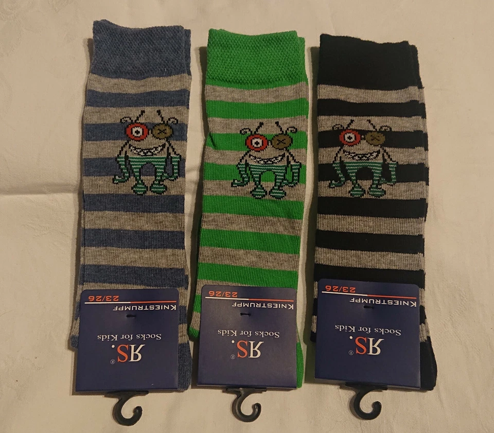 RIESE STRÜMPFE RIESE 3x Jungen Kniestrümpfe 19 - 38 Socken Strümpfe Jungenstrümpfe Monster
