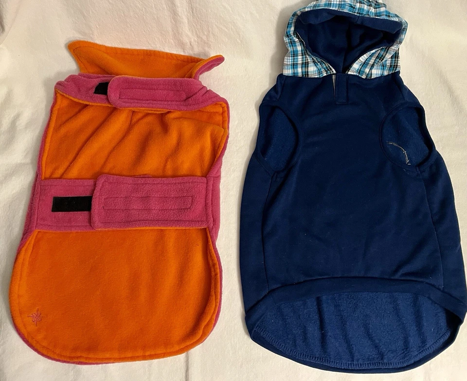 Lot of 2 Dog Jackets Sz L Unisex Fleece Coat & Hoodie Style w/ Appliquéd Bone - Image 2 of 4