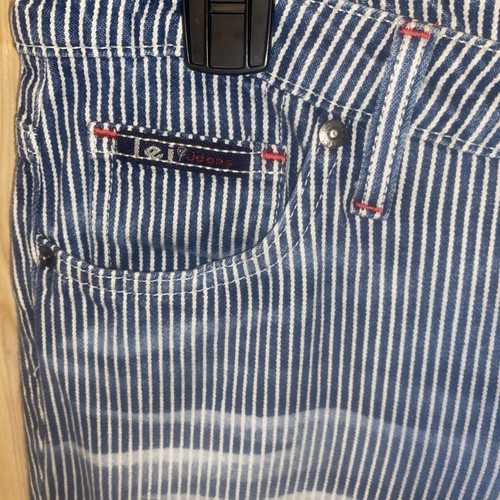 Vintage 90er Lei Junior blaue Nadelstreifen Schlagjeans Größe 7 - Bild 2 von 6