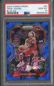/125 PSA 10 Trae Young 2020-21 Blue Ice Prizm Gem #64 Pop 2 Atlanta Hawks SP