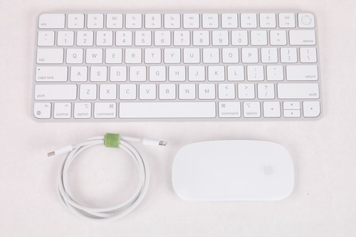 Clavier Apple Magic Silver avec Touch ID, souris magique argentée, câble tressé argent - Photo 2/5
