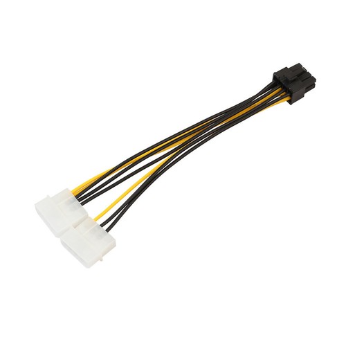 Dual Molex 4 Pin To 8 Pin PCI-E Express Converter Adapter Power Cable 18cm - Picture 2 of 7