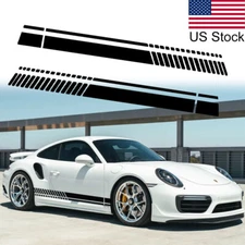 Black Sport Racing Stripe Graphic Vinyl Sticker Car Door Body Side Skirt Decal