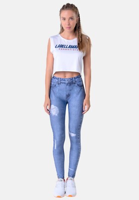 Labellamafia White Wash Jean Look A Like Leggings Size M New