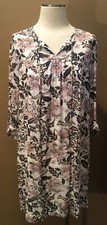 Ann Taylor Loft L Cottage Core Floral Office Dress W 3/4 Sleeves