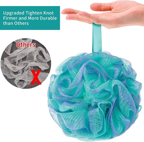 4-Pack Exfoliating Mesh Bath Loofahs for Women & Men – Dark, 60g-75g Each - Picture 3 of 18
