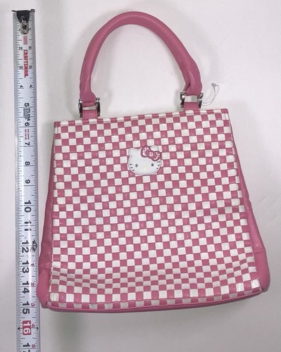 Hello Kitty Checkered Pink White Bag NWOT Vintage Sanrio Spring 2007 Collection - Picture 9 of 10
