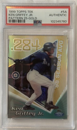 1999 Topps Tek #5a Ken Griffey Jr Gold /10 PSA Auth. Pattern 25 HOF Gold Ref