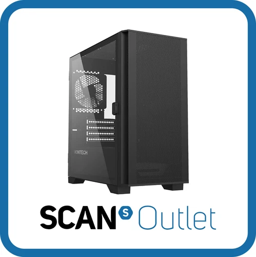 Montech AIR 100 LITE Case, Black, MicroATX Chassis w/ Tempered Glass Window, 2x