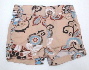 TODDLER-GIRLS-BABY-GAP-BEIGE-BLUE-amp-BLACK-FLOWER-SHORTS-SIZE-12-18-MONTHS