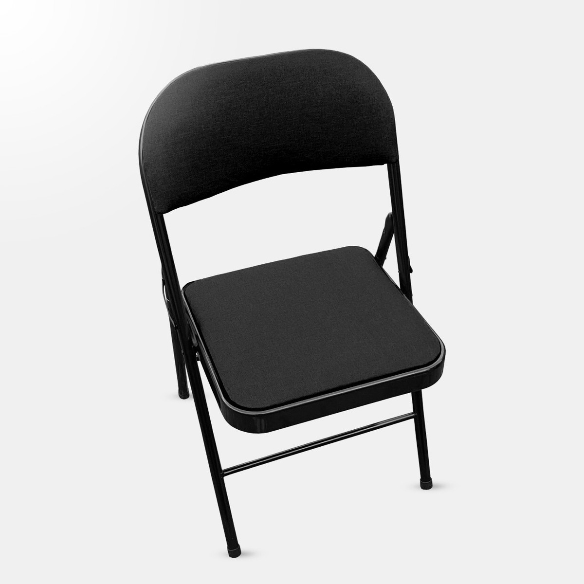 Black steel folding chairs discount