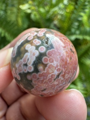 23g NATURAL  8th vein  ocean jasper sphere  PINK/GREEN